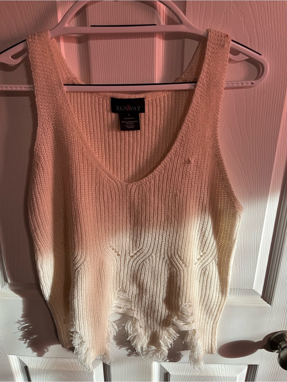 Runway Cream Distressed Knit Tank Top